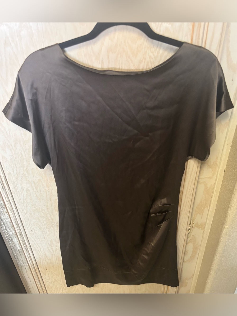 Banana‎ Republic Silk Spandex Blend Shirt Dress Brown Pleated Satin Size 6 Read